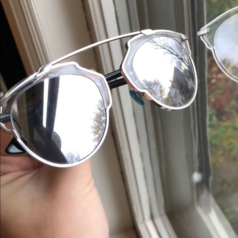 DIOR SO REAL SILVER MIRRORED SUNGLASSES